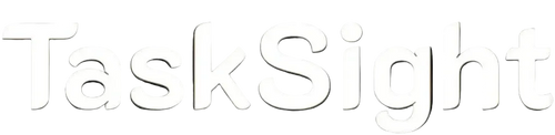 TaskSight logo in white on a black background